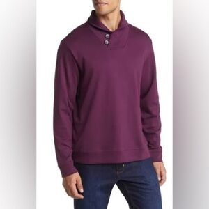 Men’s Tommy Bahama Martinique Shawl Pullover Sweatshirt Rum Berry XL Pima Cotton